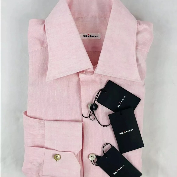 Kiton Pink Linen 41/16 NWT Button Front
